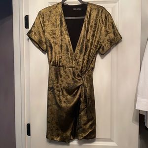Zara gold dress with tie at waist